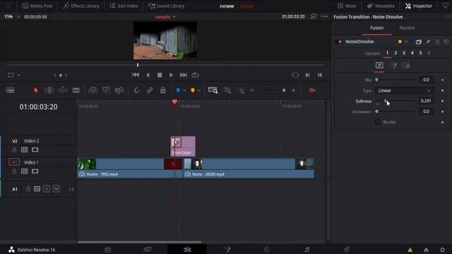 Shadow fade  transition in Davinci resolve! Made by SOLID COLOR & NOISE DISSOLVE! Easy tutorial!