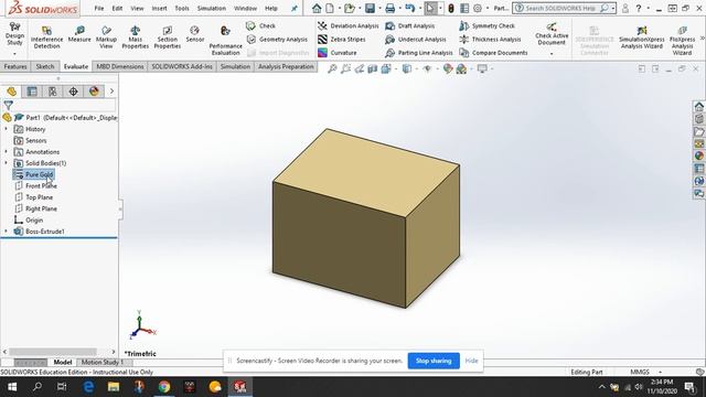 SolidWorks - Material - Mass Properties