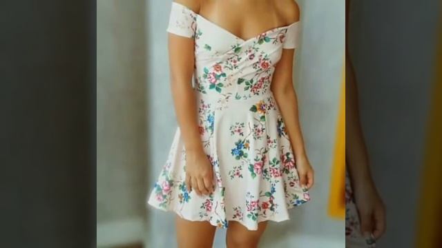 Beautiful collection of floral off-shoulder mini dress design ideas for girls