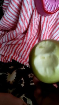 хаги вагус пробует яблоко 🍏