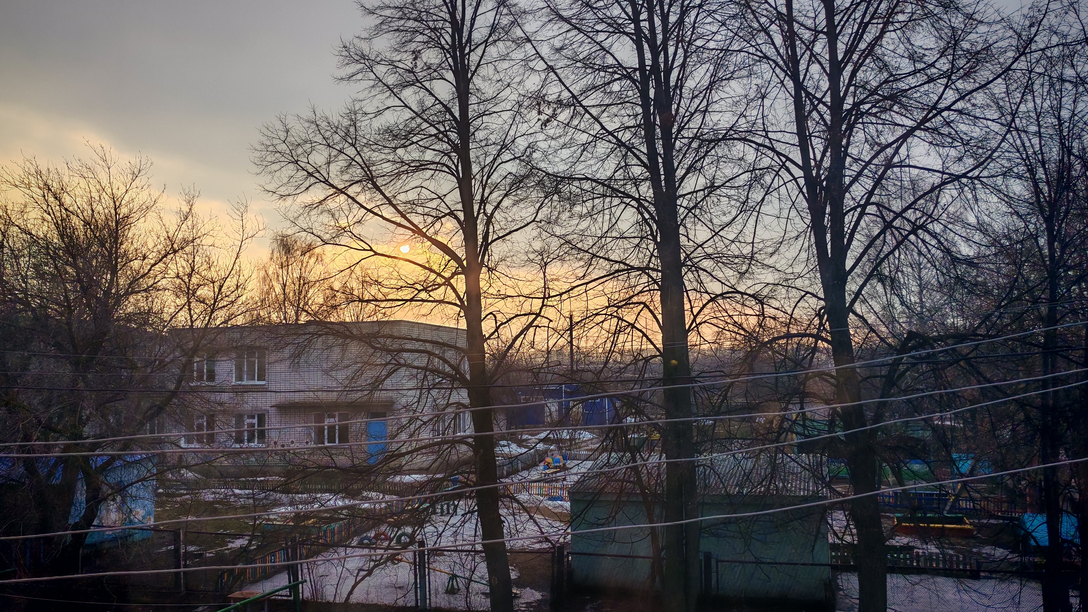 закат в деревне