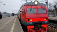 12 марта 2025Электропоезд ЭТ2М-056 Сообщением Санкт-Петербург-Любань Отправляется с платформыКолпино