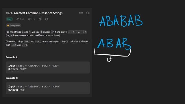 Greatest Common Divisor of Strings - Leetcode 1071 - Python