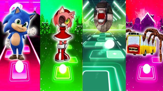 Tiles Hop. Baby sonic vs amy exe vs toilet monster vs bus eater