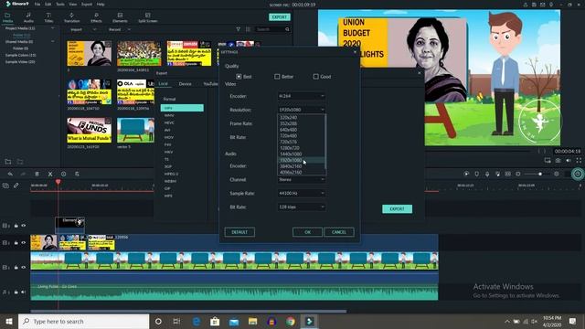 Export video with High resolution in Filmora