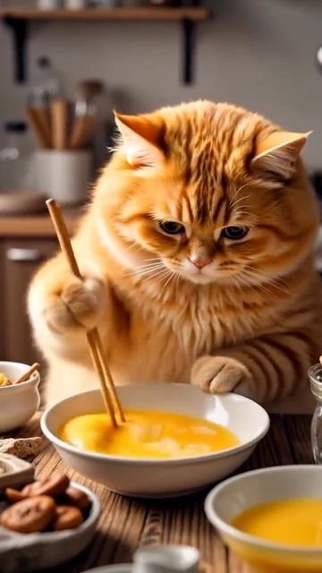 Рыжий кот худеет на овощах
