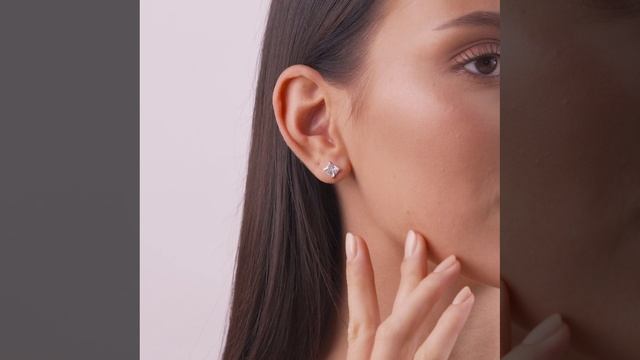 94-122-01643-1 -Серьги -пусеты квадратные из серебра 925 пробы c фианитами