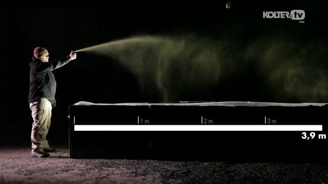 Тест газового баллончика KO Fog на дальность и ширину задува.