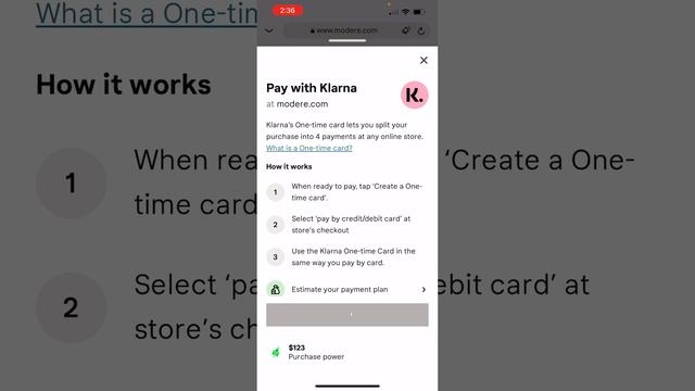 Using Klarna to finance a purchase