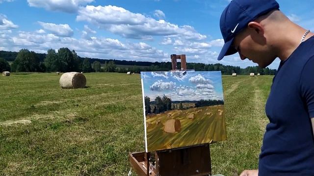 "Июньские тюки". Процесс написания картины в одной минуте