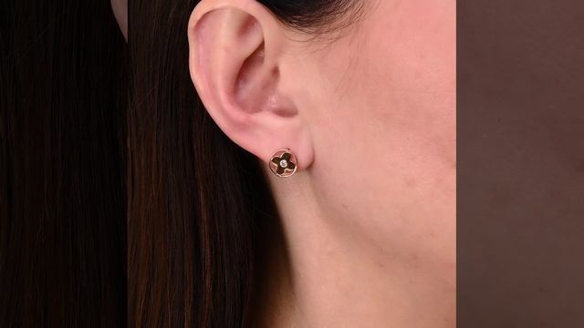 Серьги ассиметричные конго MONOGRAM из золота 585 пробы в стиле LV