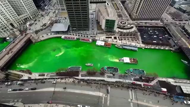 Chicago River dyed green for St. Patrick’s Day 2023