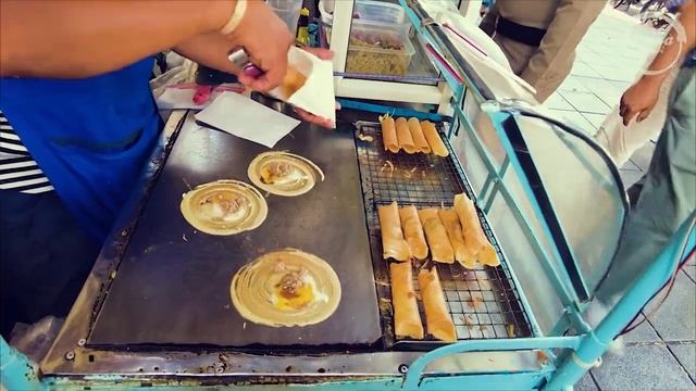 Thai street food- Fried Rice noodles, Chili Fried Rice，Fried Banana Chips, Minced Meat Pancakes