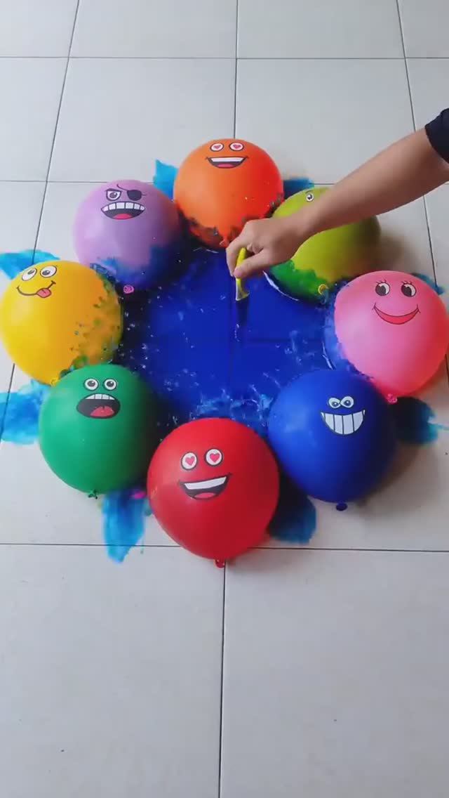Compilation Satisfying Video Popping Nine Water Color Balloons Reverse Asmr Part 1