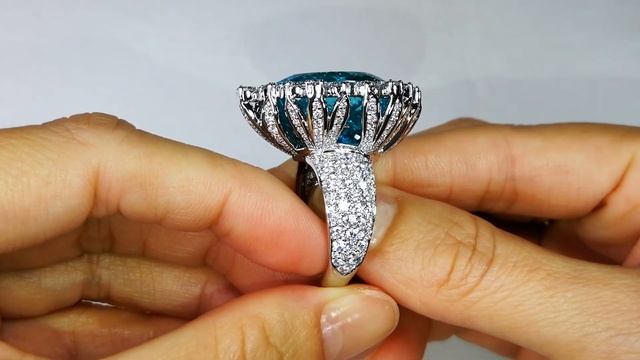 Neon Paraiba Tourmaline Ring at 28.15 carats by Kat Florence. KF07072