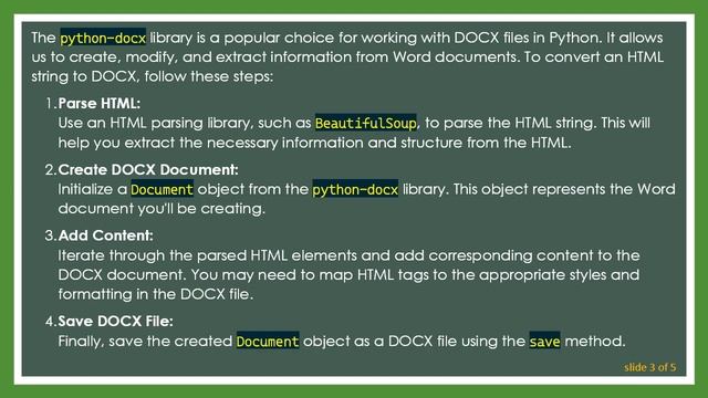 Converting HTML to DOCX in Python