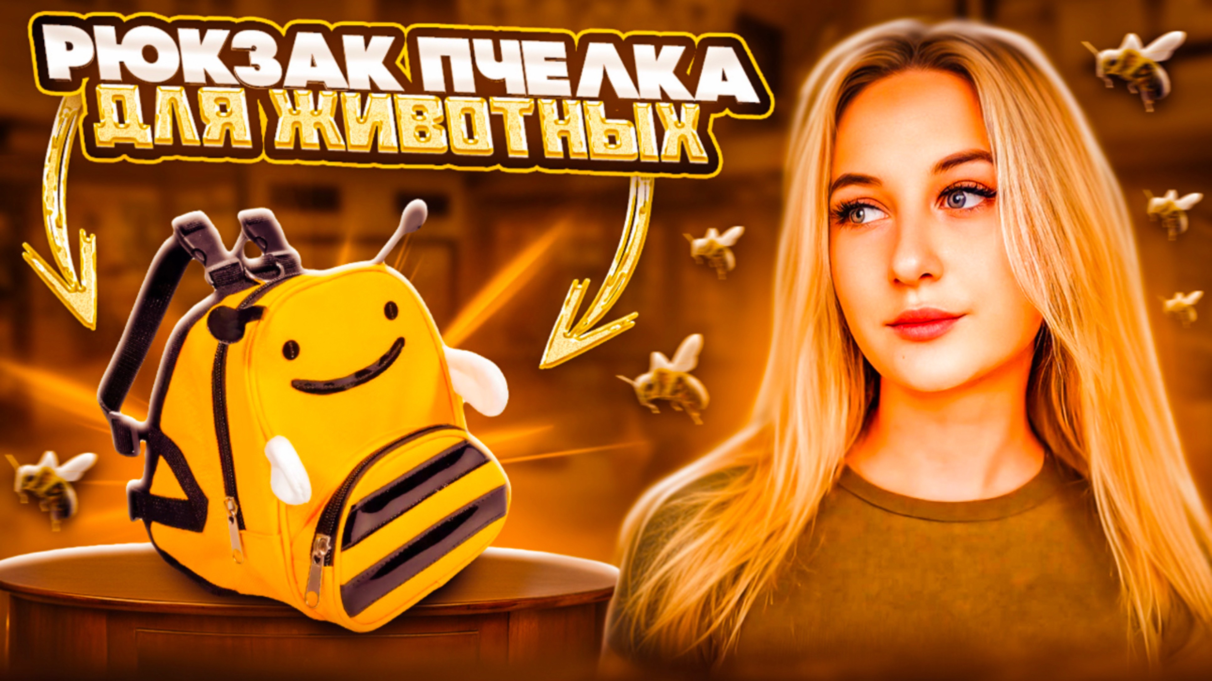 ЗАБАВНЫЕ АКСЕССУАРЫ ДЛЯ КОШЕК | Рюкзак пчёлка