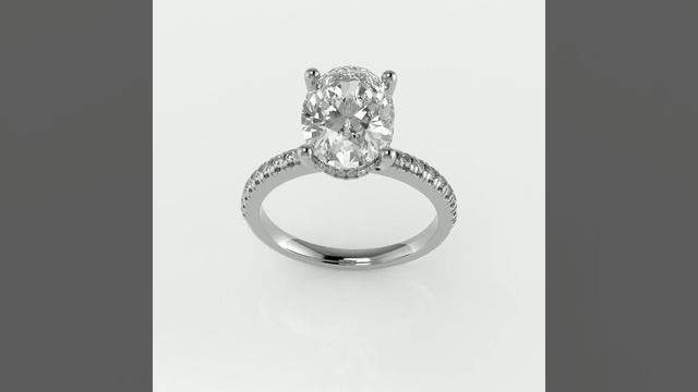 Oval Diamond Engagement Ring With Diamond Set Shoulders