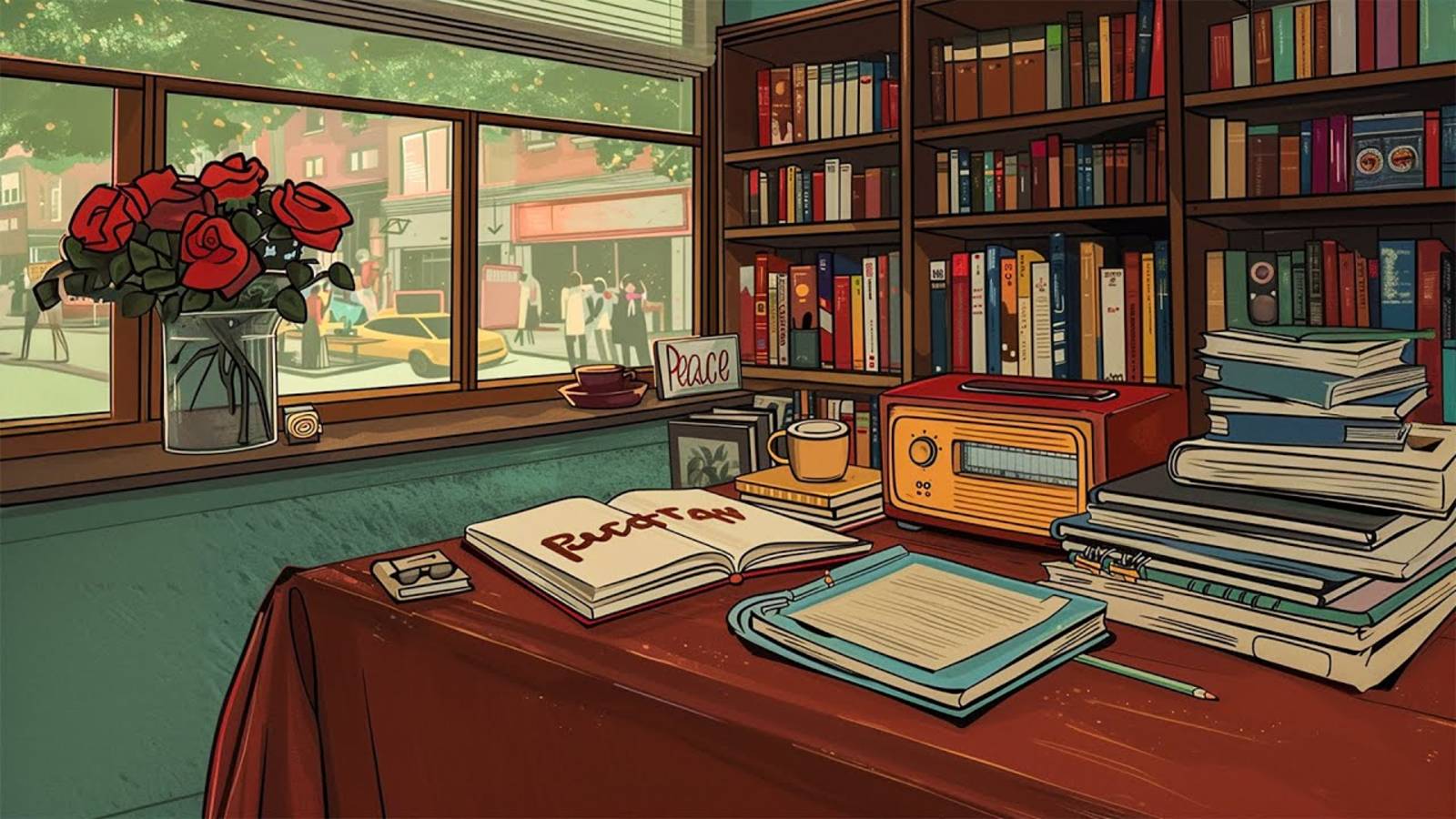 Уютный уголок у окна для учебы 📚 Мягкие мелодии радио Lofi для уютного чтения и расслабления 🎶🪟