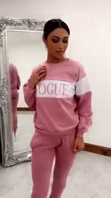 Pink Contrast Stripe Vogue Tracksuit