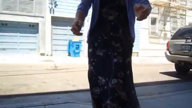 Outfit of the day - purple long dress with violet cardigan with graffiti background