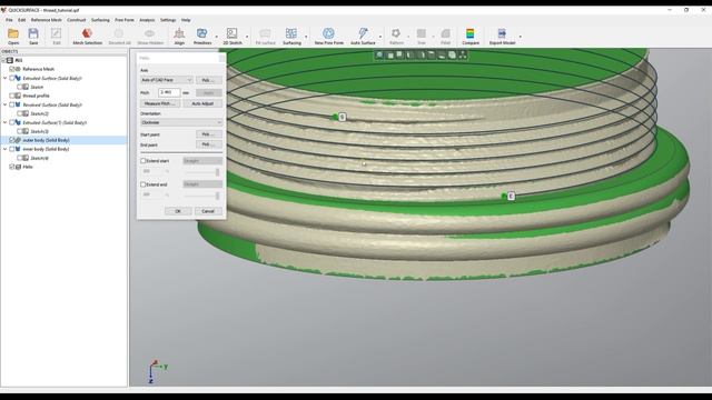 QS Tutorials_ Helix Curve - How to do Reverse Engineering with QUICKSURFACE