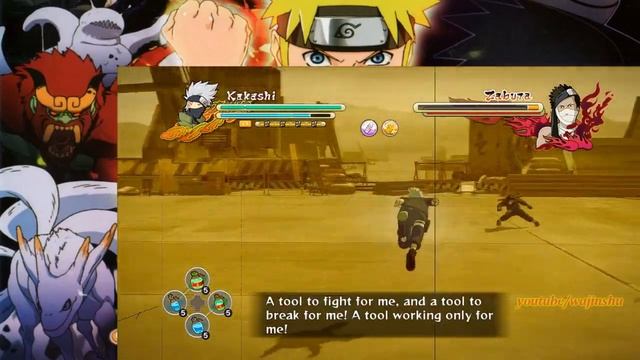 Naruto Storm 3 Full Burst - No Jacket Kakashi vs Kirigakure Zabuza Boss Battle Character Swap (PC)