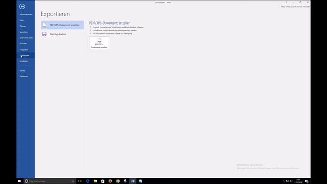 Word 2016 Dokument als PDF speichern