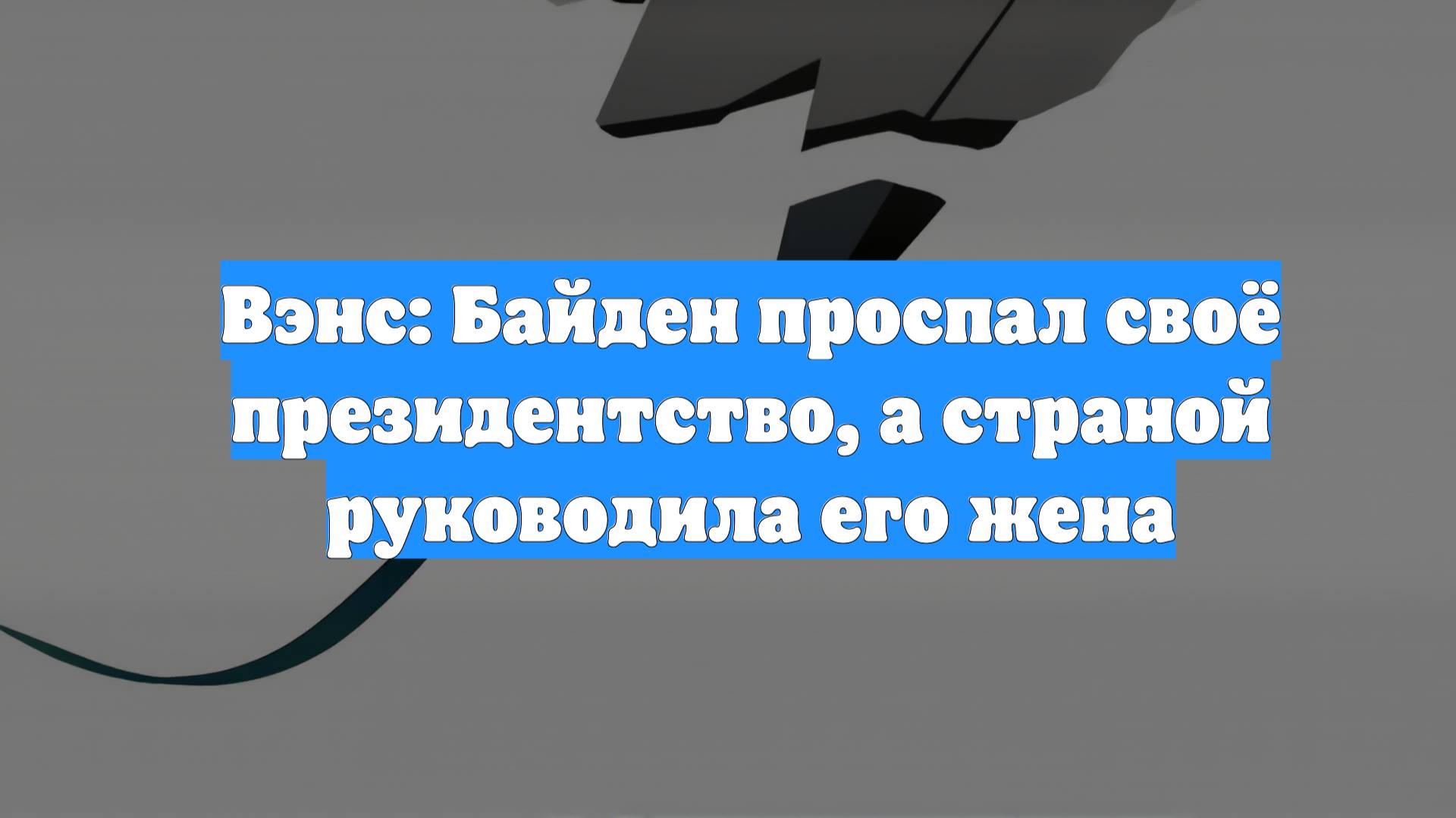 Вэнс: Байден проспал своё президентство, а страной руководила его жена