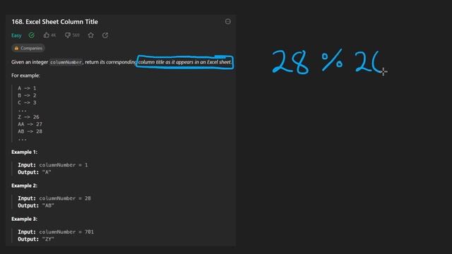 Leetcode 168: Excel Sheet Column Title (RU)