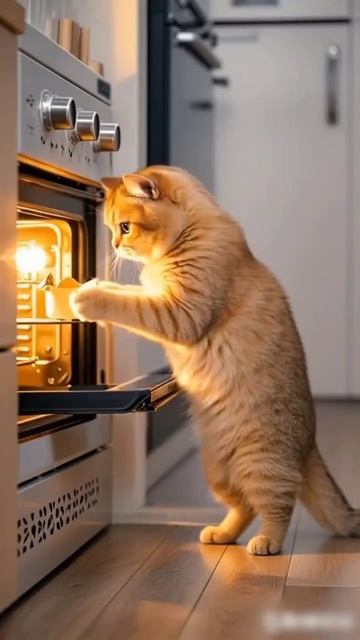 Рыжий котик ест сладости