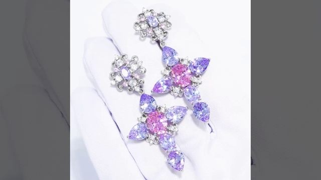 Серьги RUSSE | В сердце традиций из серебра 925 пробы с розовыми и голубыми вставками