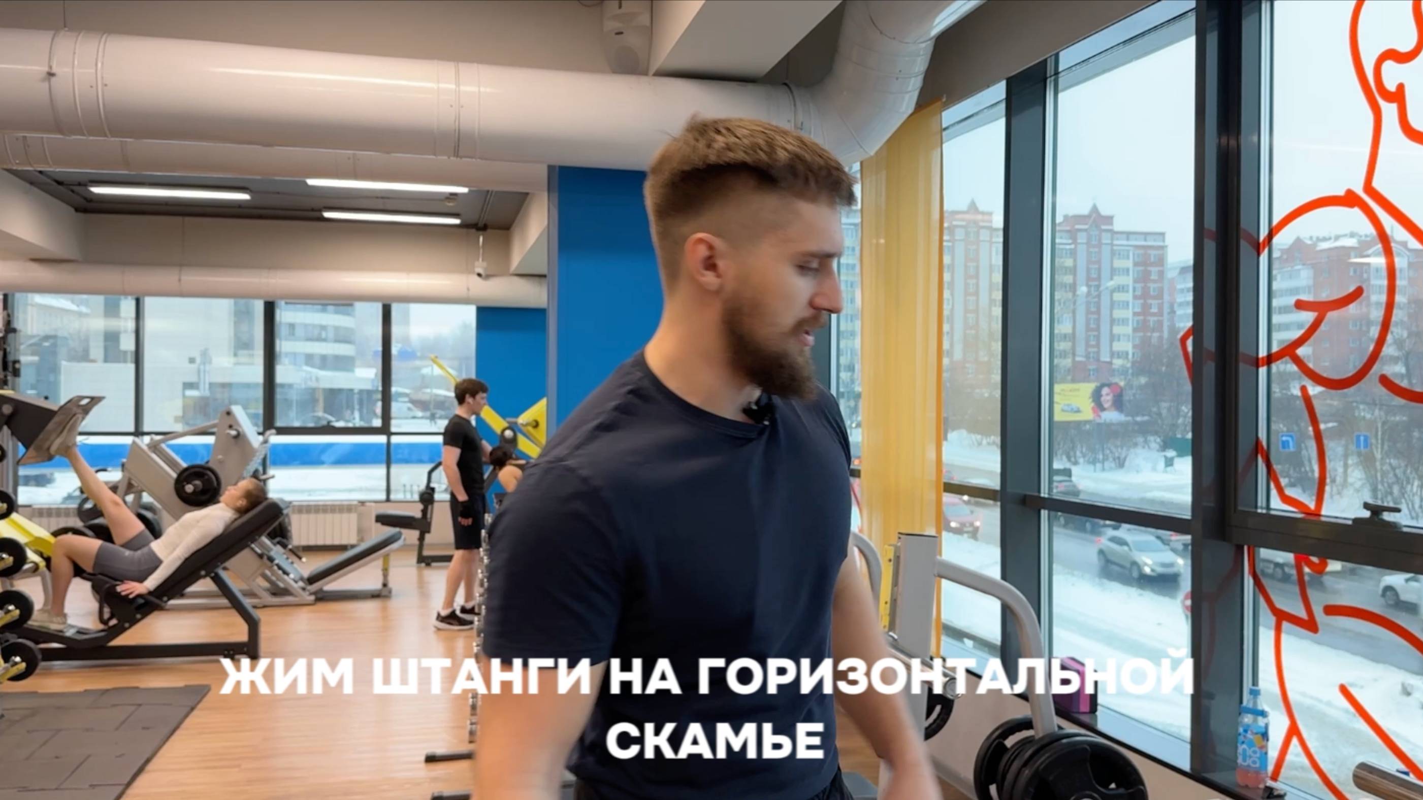 Жим штанги на горизонтальной скамье
