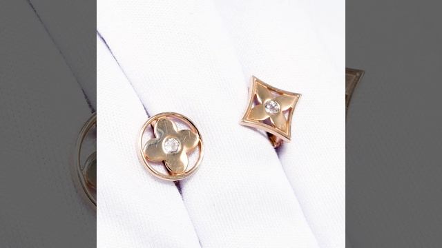 Серьги ассиметричные конго MONOGRAM из золота 585 пробы в стиле LV