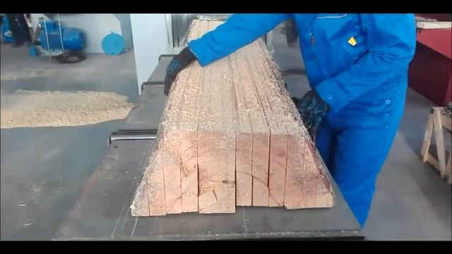 Работа двухвального многопильного станка Балая Акула