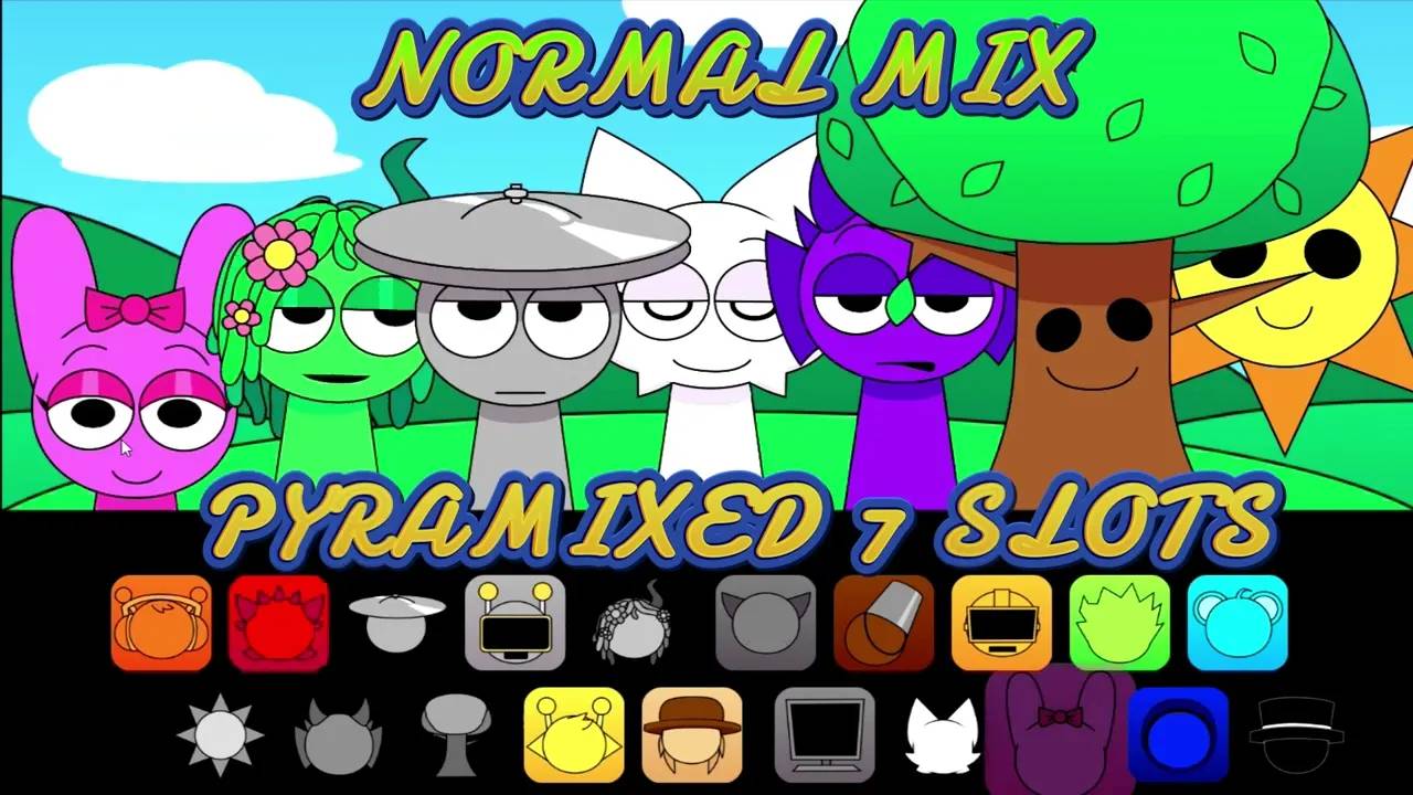 Описание 7 игровых автоматов Sprunki Pyraminx! Увлекательная музыкальная головоломка!