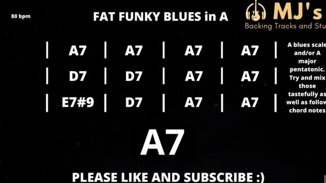 Fat Funky Groovy Blues in A  80 bpm  Backing Track