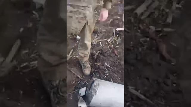 Видео сбитого украинского БПЛА с химическим боеприпасом.