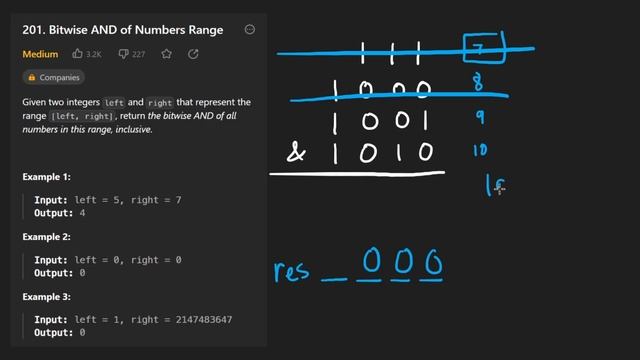 Leetcode 201: Bitwise AND of Numbers Range (RU)