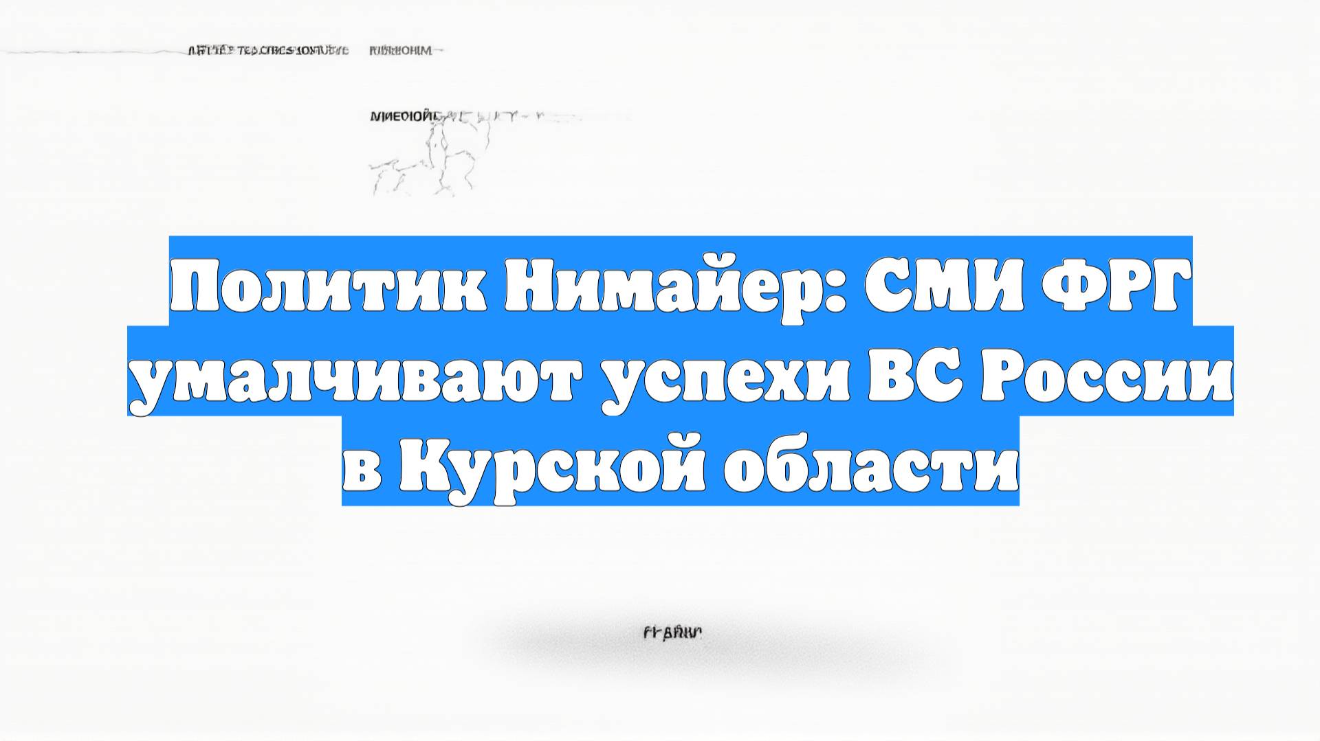 Политик Нимайер: СМИ ФРГ умалчивают успехи ВС России в Курской области