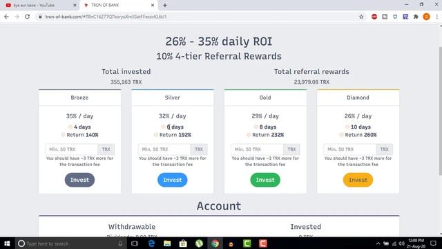 Tron35 Daily 35% ROI New Tron Smart Contract #tron35%daily #tronsmartcontract #earn1000tron daily