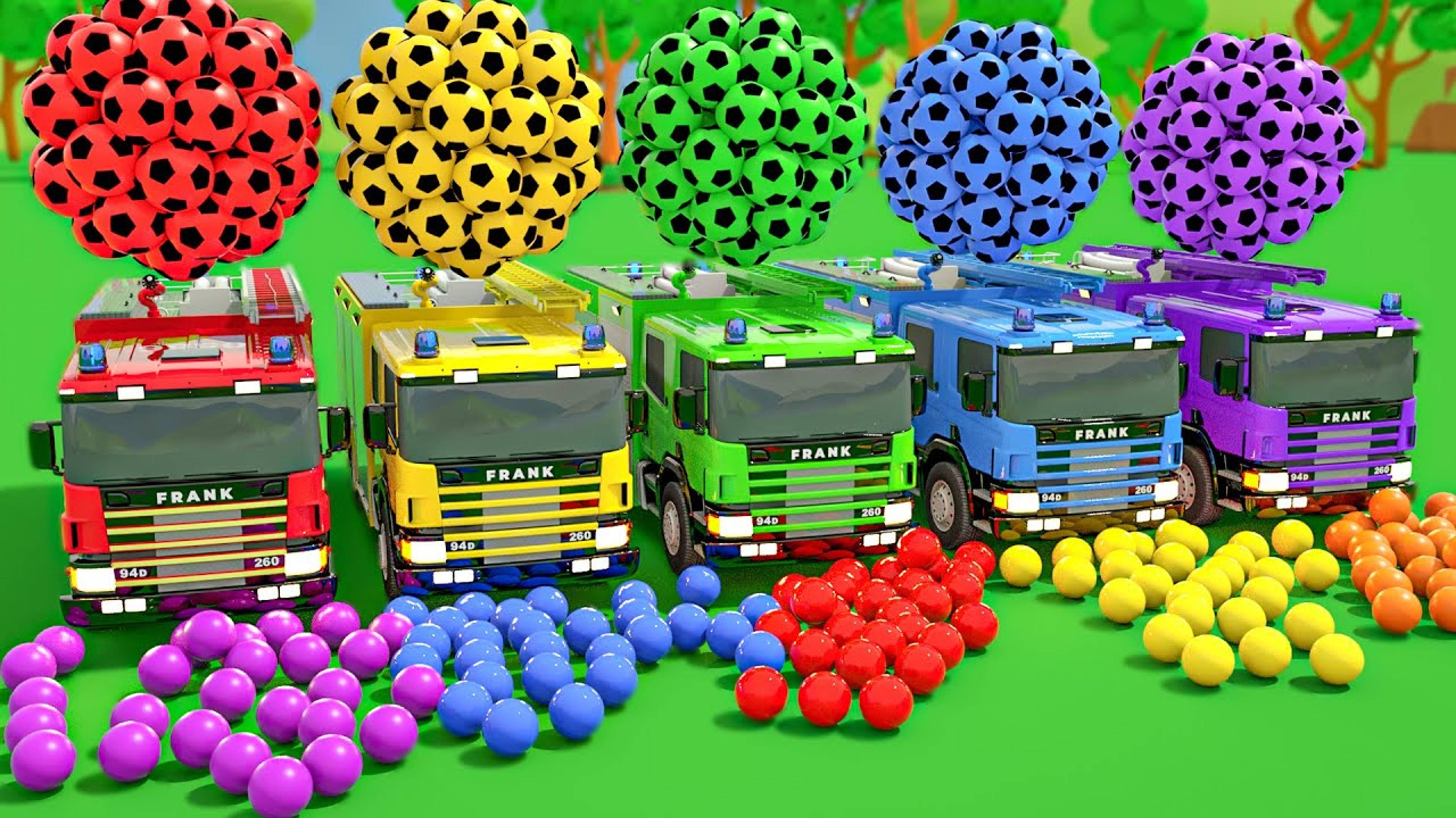 Семья Пальчиков-Разноцветные машинки, прыгающие с горки-Детские стишки и песенки для малышей