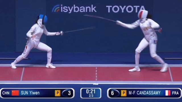 [SEMI FINAL] SUN YiWen 🇨🇳 v M-F CANDASSAMY 🇫🇷 | Fencing World Championships 2023 | Milan WEI 🤺