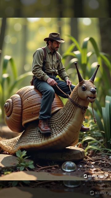 man rides snails subscribe