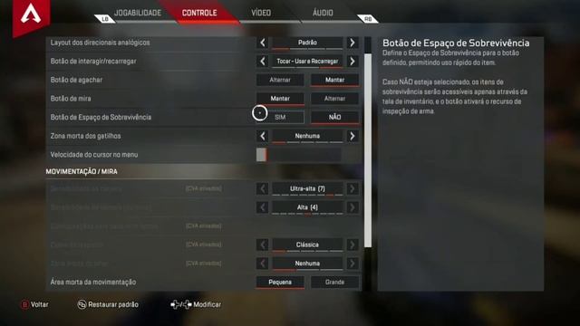 MINHAS CONFIGURAÇÕES no APEX LEGENDS