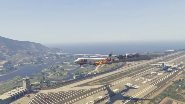 Airplane 'b747' Emergency Landing at ''Under Construction Bridge'' (GTA 5 Funny Moments)