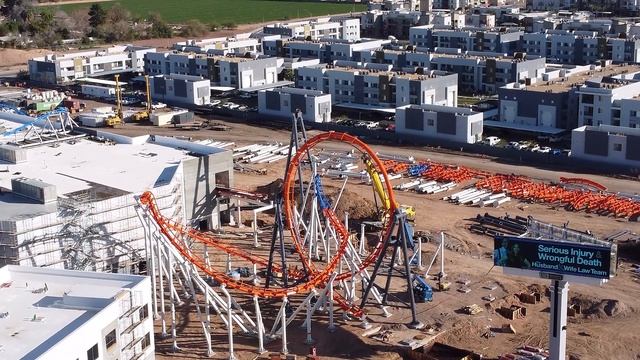 Mattel Theme Park ROLLER COASTER update [Drone flyover] Feb 18th, 2024  Glendale, AZ