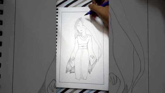 A beautiful chinese girl sketch || a girl with long hair || girl sketch || sketch with Tasmiah