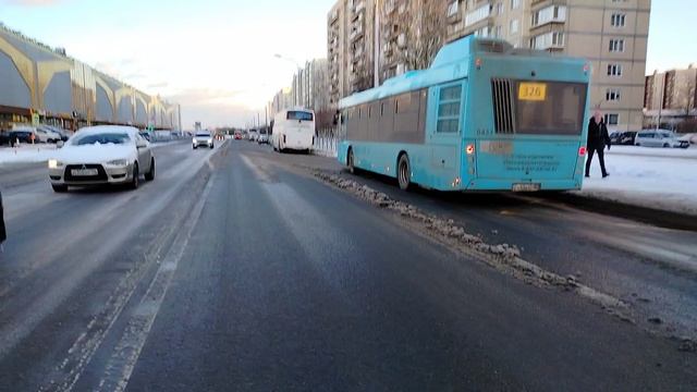 14 марта 2025 г. Автобус 326 маршрут МАЗ-203 8434 Колпино Октябрьская Улица Дом 65