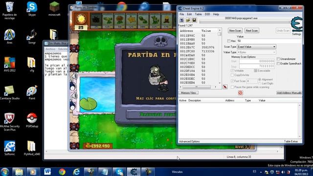 hacks de plantasvszombis  con cheat engine  6.2